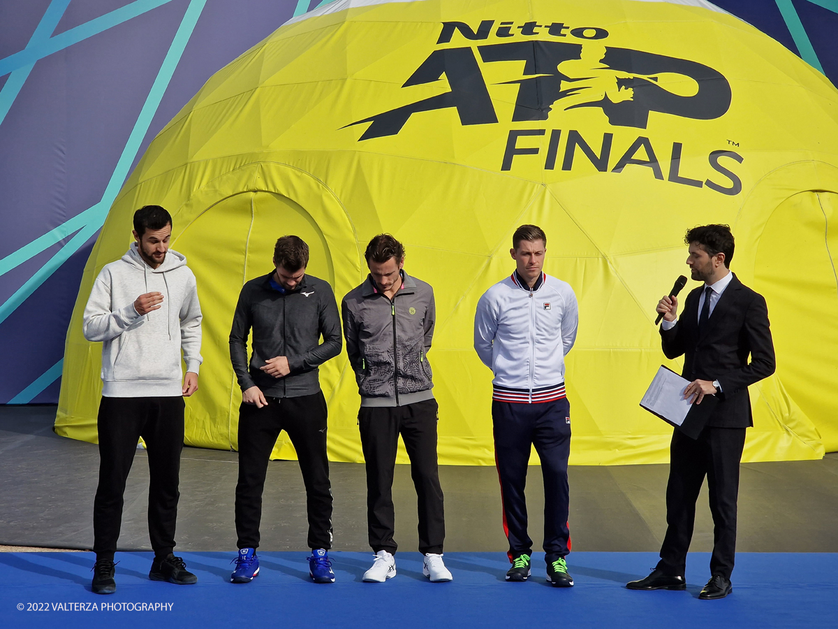 20221112_111918.jpg - 12/1/2022. Torino.  Le 8 coppie dei campioni del doppio hanno inaugurato questa mattina il Fan Village delle Nitto Atp Finals di Torino presenti le istituzioni dello sport , Il presidente dell'ATP Andrea Gaudenzi,  Isidoro Alvisi vicepresidente Fit l'Assessore allo sport regione Piemonte  Ricca Fabrizio ed il sindaco della cittÃ  Lo Russo. I giocatori del doppio vengono chiamati a coppie sul palco per l'intervista ed il saluto al pubblico presente