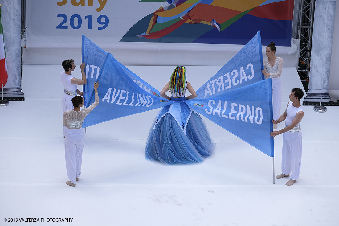 DSCF7258.jpg - 4/06/2019.Torino, Cerimonia di accensione della fiaccola del sapere della 30esima Universiade Estiva Napoli 2019. Nella foto  coreografia della cerimonia di presentazione del progetto