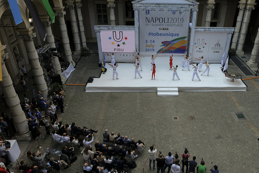 _DSF6101.jpg - 4/06/2019.Torino, Cerimonia di accensione della fiaccola del sapere della 30esima Universiade Estiva Napoli 2019. Nella foto coreografia della cerimonia di presentazione del progetto