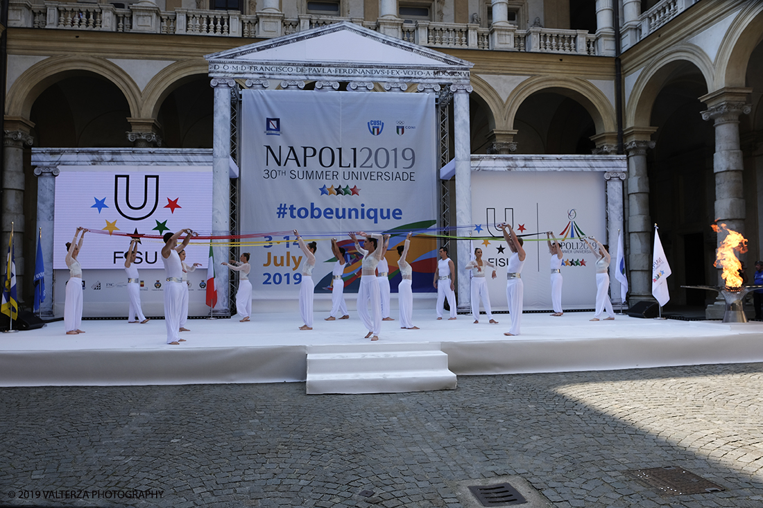 _DSF6319.jpg - 4/06/2019.Torino, Cerimonia di accensione della fiaccola del sapere della 30esima Universiade Estiva Napoli 2019. Nella foto un momento della cerimonia di chiusura della presentazione.