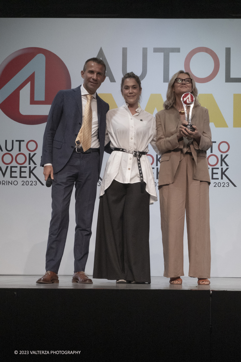 _DSF3878.jpg - 04/09/20223. Torino. Si sono tenuti presso le OGR gli Autolook Awards, le premiazioni dedicate al mondo del motorsport. Nella foto Andrea Levy, Elena Minardi, Monica Mailander