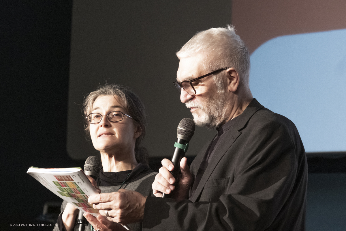 _DSF7741.jpg - 05/06/2023.Torino. Il meteorologo  Luca Mercalli e Monsignor Roberto Repole in dialogo con il giornalista Luca Rolandi introducono la proiezione del film The Letter: a Message for our Earth, regia Nicolas Brown. Nella foto  Lia Furxhi curatrice e Gaetano Capizzi Direttore Festival CinemAmbiente