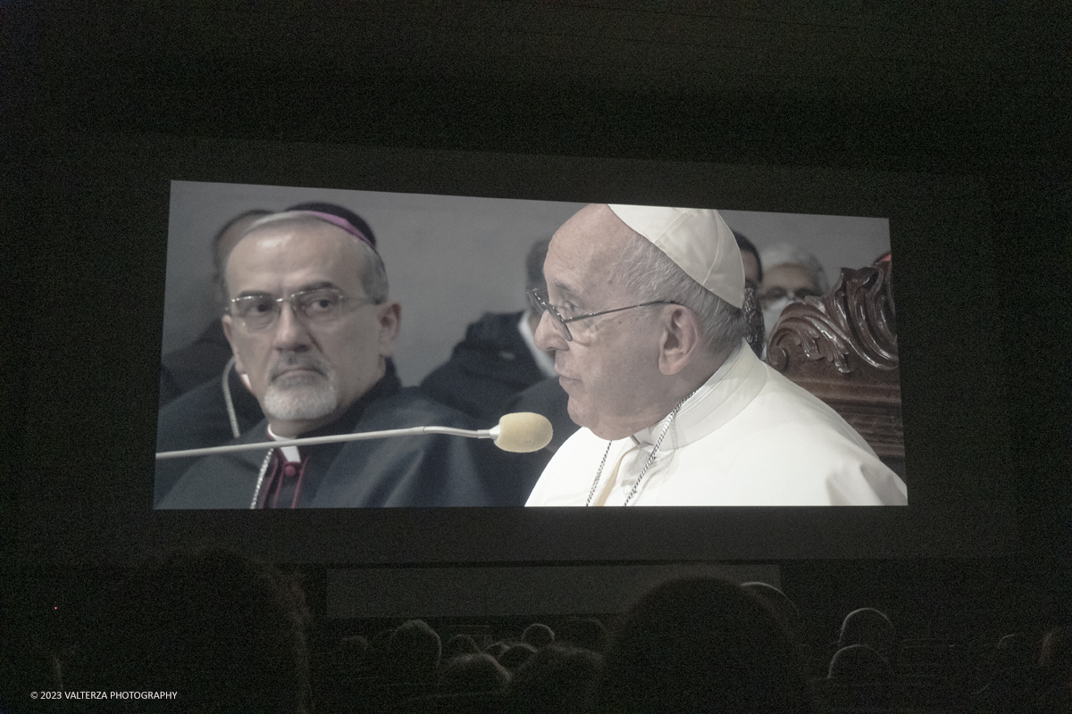 _DSF8106.jpg - 05/06/2023.Torino. Il meteorologo  Luca Mercalli e Monsignor Roberto Repole in dialogo con il giornalista Luca Rolandi introducono la proiezione del film The Letter: a Message for our Earth, regia Nicolas Brown. Nella foto un fotogramma del film  The Letter: a Message of our Earth del regista Nicolas Brown