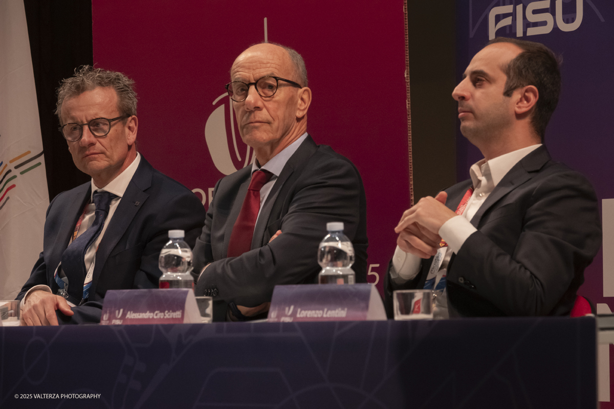 _DSF3661.jpg - 12)01/2025. Torino. FISU World University GamesOpening Press Conference. Nella foto Mathias Remund - FISUâ€™s Secretary General and CEO, Leonz Eder â€“ FISUâ€™s President, Alessandro Ciro Sciretti â€“ President of Organising Commitee Torino 2025