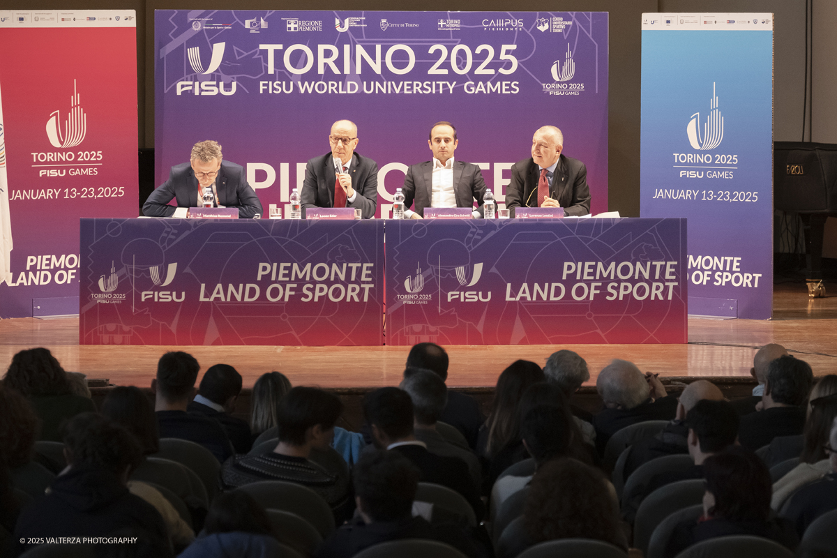 _DSF3821.jpg - 12/01/2025. Torino. FISU World University GamesOpening Press Conference. Nella foto Mathias Remund - FISUâ€™s Secretary General and CEO, Leonz Eder â€“ FISUâ€™s President, Alessandro Ciro Sciretti â€“ President of Organising Commitee Torino 2025, Lorenzo Lentini, representative of FederCusi