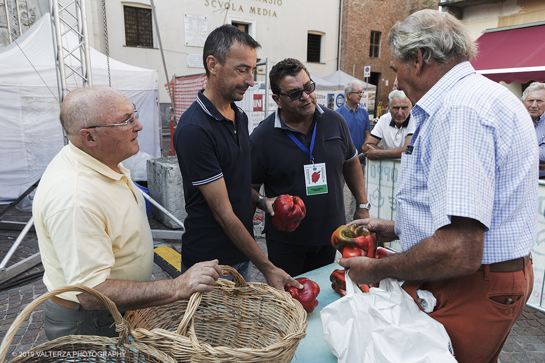 _G3I2961.jpg - 01/09/2019. Carmagnola. TO. Concorso del Peperone  Riservato ai produttori dellâ€™area di coltivazione del Peperone di Carmagnola, si premiano i migliori esemplari i dei quattro ecotipi locali: quadrato, lungo o corno di bue, trottola e tumaticot. Nella foto un momento della selezione dei peperoni, portati dai produttori locali, che saranno ammessi al concorso