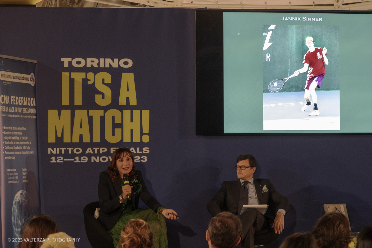 _DSF9696.jpg - 18/11/2023. Torino. Presentazione a Casa Tennis del libro. Il Tennis a Bordighera dal 1878 ad oggi.  Il primo circolo in Italia, la nascita della racchetta SIRT e il Centro Piatti a cura di Merello Gisella. Nella foto Jannik Sinner undicenne assiduo frequentatore del tennis Club di Bordighera