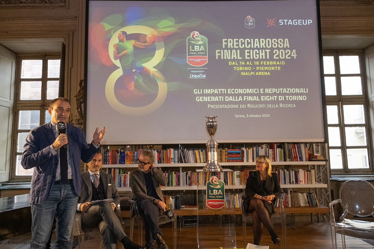 _DSF6871.jpg - 03/10/2024. Torino.  Presso il â€œCircolo dei Lettoriâ€� di Torino Ã¨ stata presentata la ricerca di LBA e StageUp su "Gli impatti economici e reputazionali generati dalla Frecciarossa Final Eight 2024 di Torino".  Nella foto l'intervento del Sindaaco di Torino Stefano Lo Russo