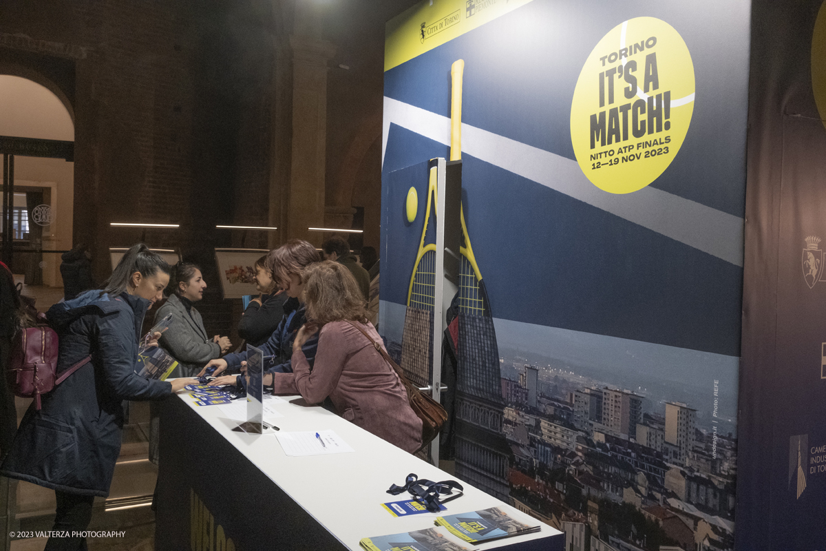 _DSF5012.jpg - 10/11/2023. Torino. Con il taglio del nastro alla presenza delle autoritÃ , oggi in piazza Castello sono stati ufficialmente inaugurati gli spazi di Casa Tennis, Casa Gusto e Casa Media. Nella foto il desk di Casa Media