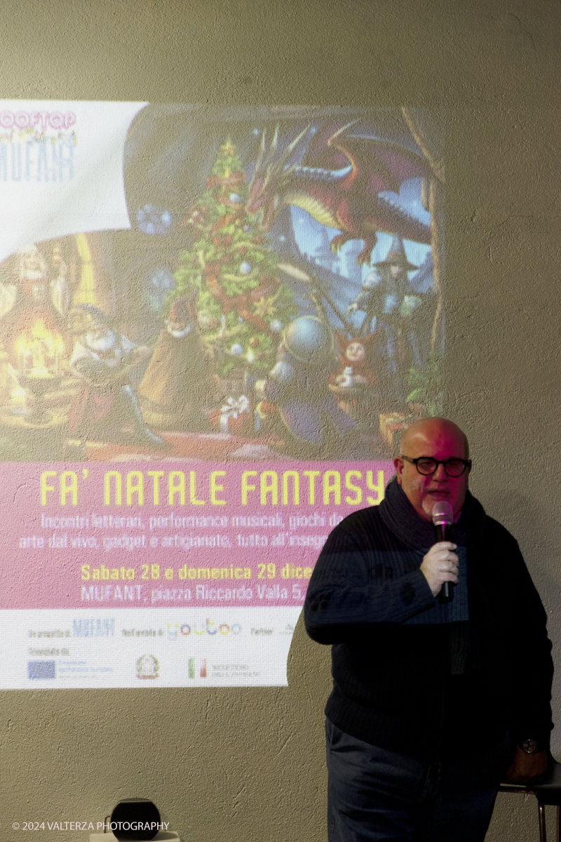 _G3I4857.jpg - 28/12/2024. Torino.  Il MUFANT â€“ Museo del Fantastico di Torino si apre allâ€™immaginario fantasy,organizzando nei pomeriggi di sabato 28 e domenica 29 dicembre una grande Festa di Natale. Le sale del museo ospitano tra le teche espositive un vero e proprio â€œMercatino Natalizio Fantasyâ€�. Nella foto presentazione del libro â€œNatale a Torino. La cittÃ  del futuroâ€�, edito da Neos edizioni.Sono presenti la curatrice dellâ€™opera Teodora Trevisan e gli autori: Carla Negro, Chiara Avidano,Luisella Ceretta, Mauro Poma, Monica Ippoliti, Rinaldo Ambrosia e Francesco Oriolo.