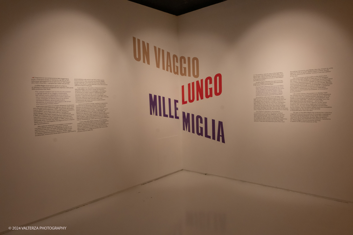 _DSF8339.jpg - 12/06/202. Torino. Lâ€™esposizione â€“ realizzata in collaborazione con il Museo Mille Miglia di Brescia e visitabile nella project room del MAUTO dal 12 giugno al 29 settembre â€“ racconta la storia della leggendaria corsa, unâ€™epopea durata un trentennio â€“ dal 1927 al 1957 â€“ e per la quale gareggiarono su un percorso di â€œ1000 Migliaâ€� i campioni piÃ¹ celebri del periodo. Nella foto l'ingresso alla mostra