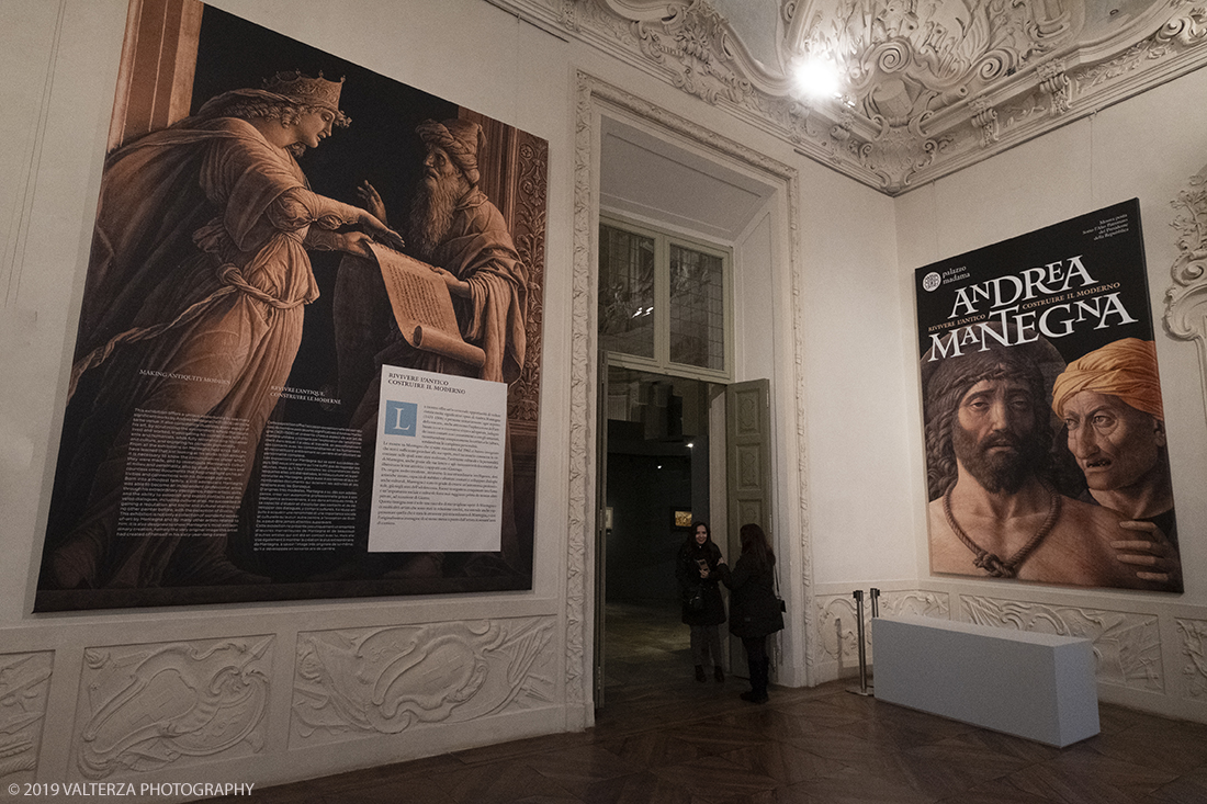 _DSF1008.jpg - 11/12/2019. Torino. Andrea Mantegna. Rivivere l'antico ,costruire il moderno. Nella foto tabelloni illustranti la mostra.