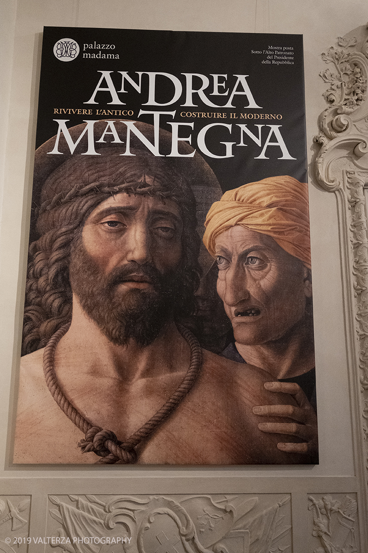 _DSF1014.jpg - 11/12/2019. Torino. Andrea Mantegna. Rivivere l'antico ,costruire il moderno. Nella foto tabelloni illustranti la mostra.