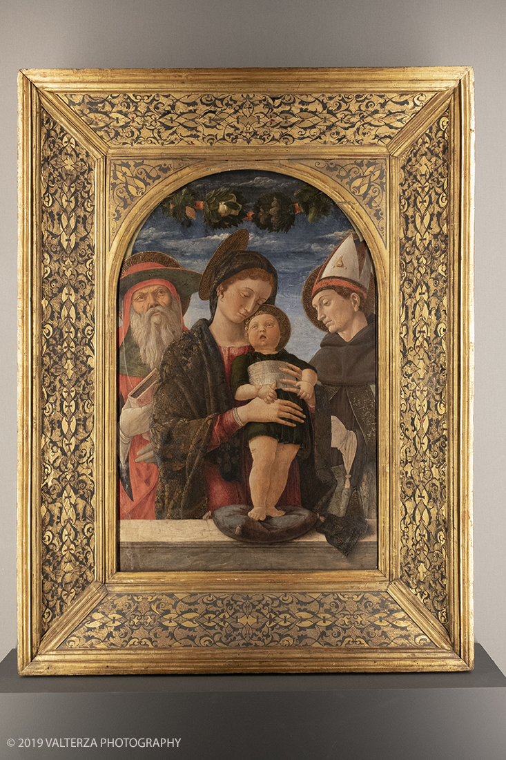 _DSF8935.jpg - 11/12/2019. Torino. Andrea Mantegna. Rivivere l'antico ,costruire il moderno. Nella foto Andrea Mantegna. Madonna con il Bambino e santi Gerolamo e Ludovico di Tolosa 1453-1454 ca