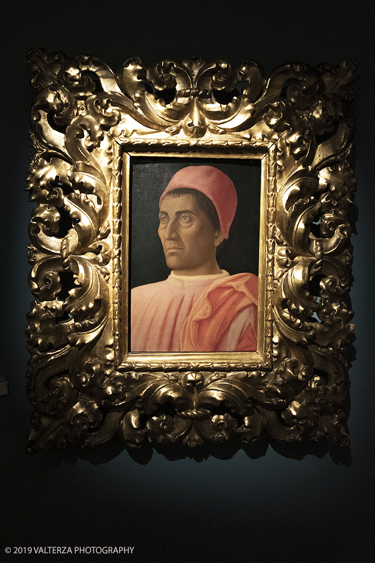 _DSF8986.jpg - 11/12/2019. Torino. Andrea Mantegna. Rivivere l'antico ,costruire il moderno. Nella foto Andrea Mantegna. Ritrtto di uomo in veste di protonotario apostolico. (Carlo de' Medici ?) 1466-1470.