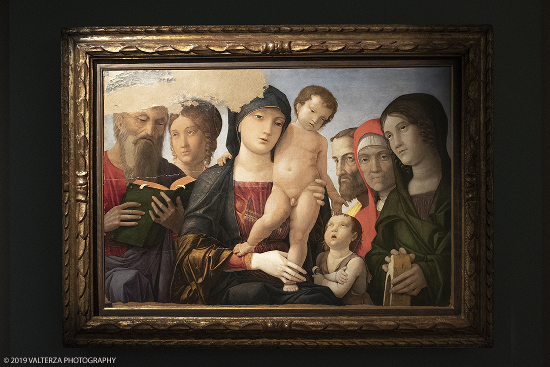 _DSF9035.jpg - 11/12/2019. Torino. Andrea Mantegna. Rivivere l'antico ,costruire il moderno. Nella foto Andrea Mantegna e bottega.. Madonna con il Bambino, san Giovannino e santi, 1485 ca.