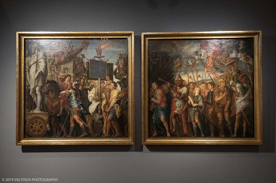 _DSF9249.jpg - 11/12/2019. Torino. Andrea Mantegna. Rivivere l'antico ,costruire il moderno. Nella foto Anonimo copista inizi seicento. Copie delle tele II e VII dei Trionfi di Cesare di Andrea Mantegna.