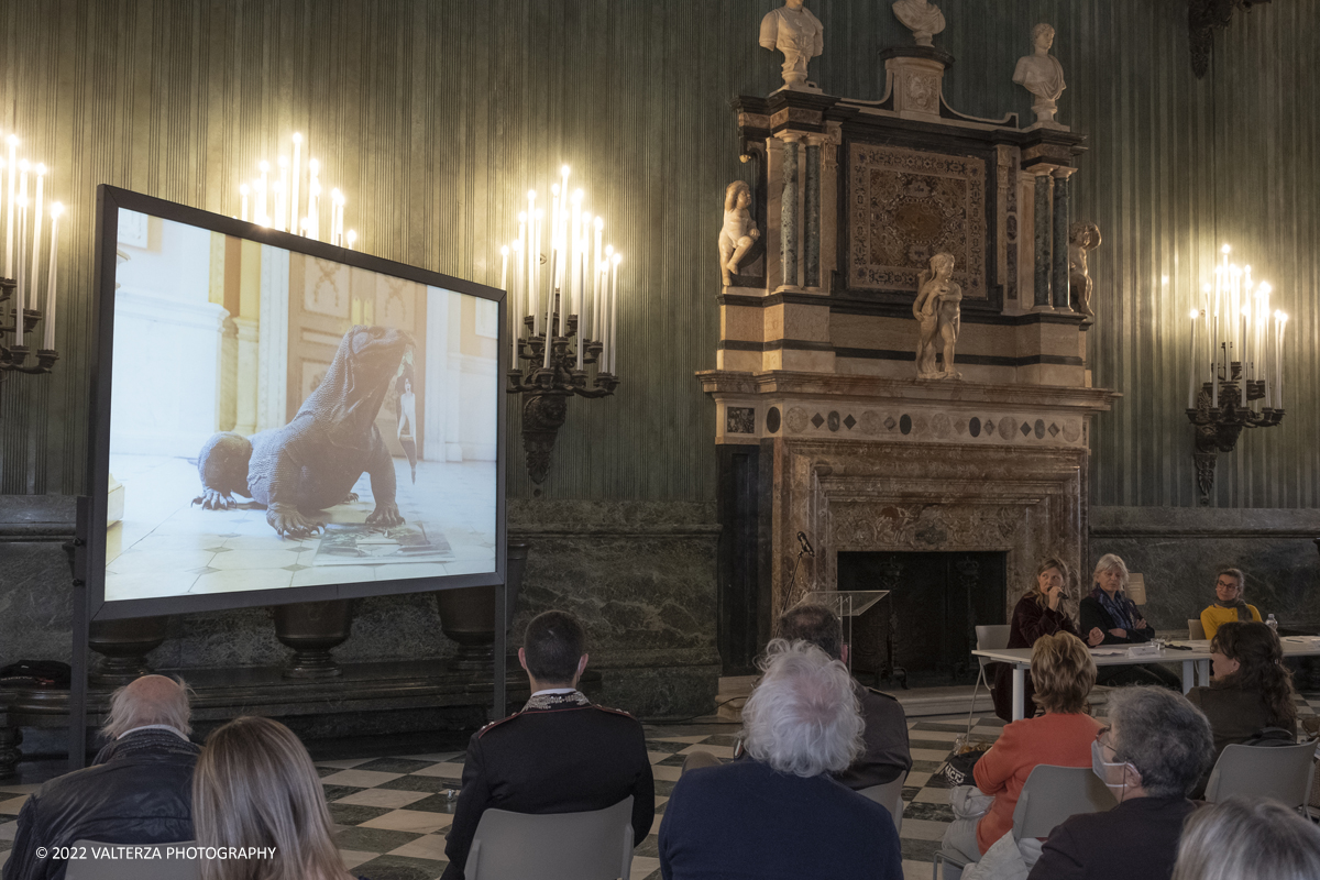 _DSF9767.jpg - 05/05/2022. Torino. La mostra Ã¨ la proposta con cui i Musei Reali intendono creare un percorso di visita innovativo nel quale le tecniche e i linguaggi dellâ€™arte contemporanea dialoghino con la cornice dellâ€™antica residenza. Nella foto  un momento della conferenza stampa di presentazione della mostra