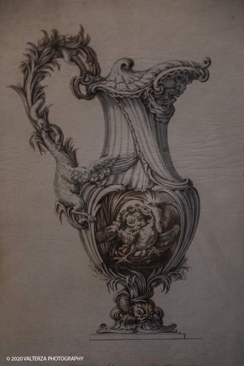 _DSF0569.jpg - 02/07/2020.Torino. Opere degli argentieri piemontesi nelle collezioni di Palazzo Madama. Nella foto Giovanni Battista Boucheron, Disegno per una brocca 1768