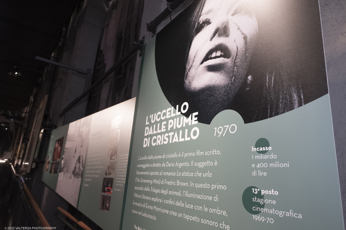 _DSF1022.jpg - 05/04/2022. Torino. Presentata la prima mostra dedicata a un grande maestro del cinema: il regista, sceneggiatore e produttore Dario Argento (Roma, 1940). Nella foto materiale del film L'uccello dalle piume di cristallo 1970