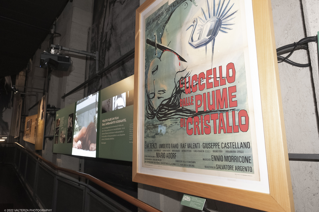 _DSF1040.jpg - 05/04/2022. Torino. Presentata la prima mostra dedicata a un grande maestro del cinema: il regista, sceneggiatore e produttore Dario Argento (Roma, 1940). Nella foto materiale del film L'uccello dalle piume di cristallo 1970