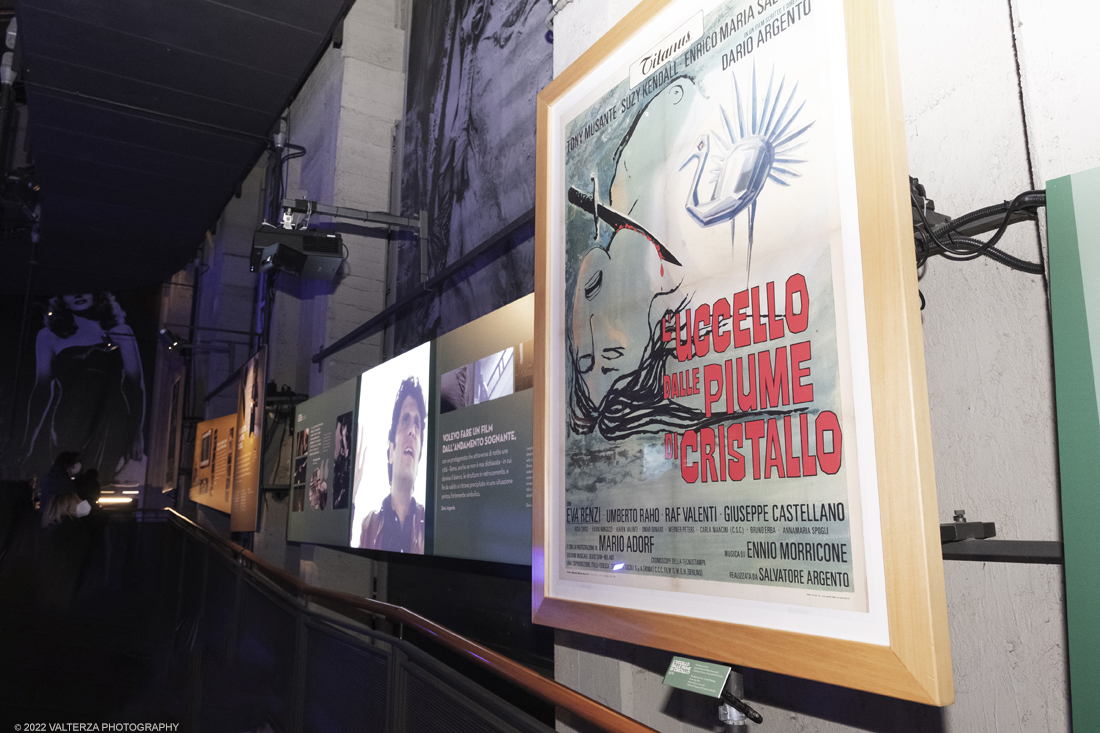 _DSF1046.jpg - 05/04/2022. Torino. Presentata la prima mostra dedicata a un grande maestro del cinema: il regista, sceneggiatore e produttore Dario Argento (Roma, 1940). Nella foto materiale del film L'uccello dalle piume di cristallo 1970