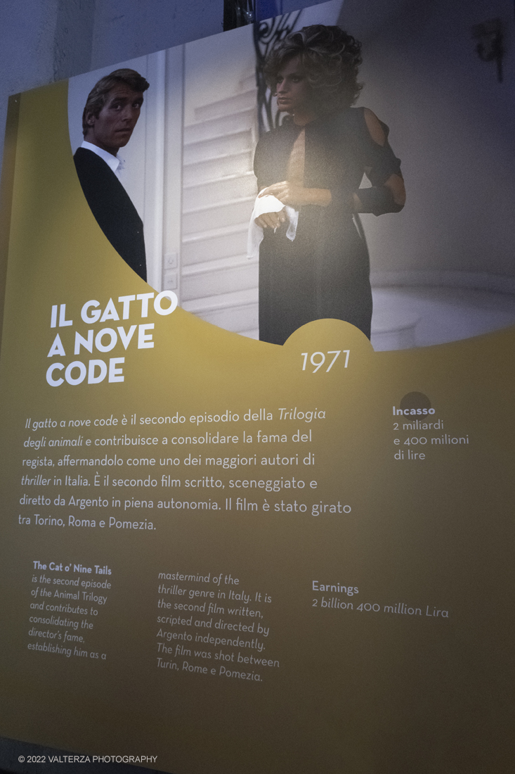 _DSF1048.jpg - 05/04/2022. Torino. Presentata la prima mostra dedicata a un grande maestro del cinema: il regista, sceneggiatore e produttore Dario Argento (Roma, 1940). Nella foto materiale del film Il gatto a nove code 1971