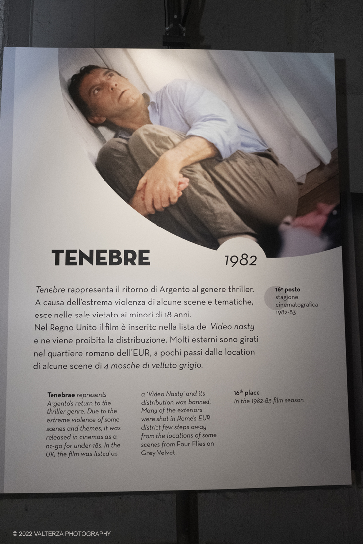 _DSF1169.jpg - 05/04/2022. Torino. Presentata la prima mostra dedicata a un grande maestro del cinema: il regista, sceneggiatore e produttore Dario Argento (Roma, 1940). Nella foto materiale del film Tenebre 1982