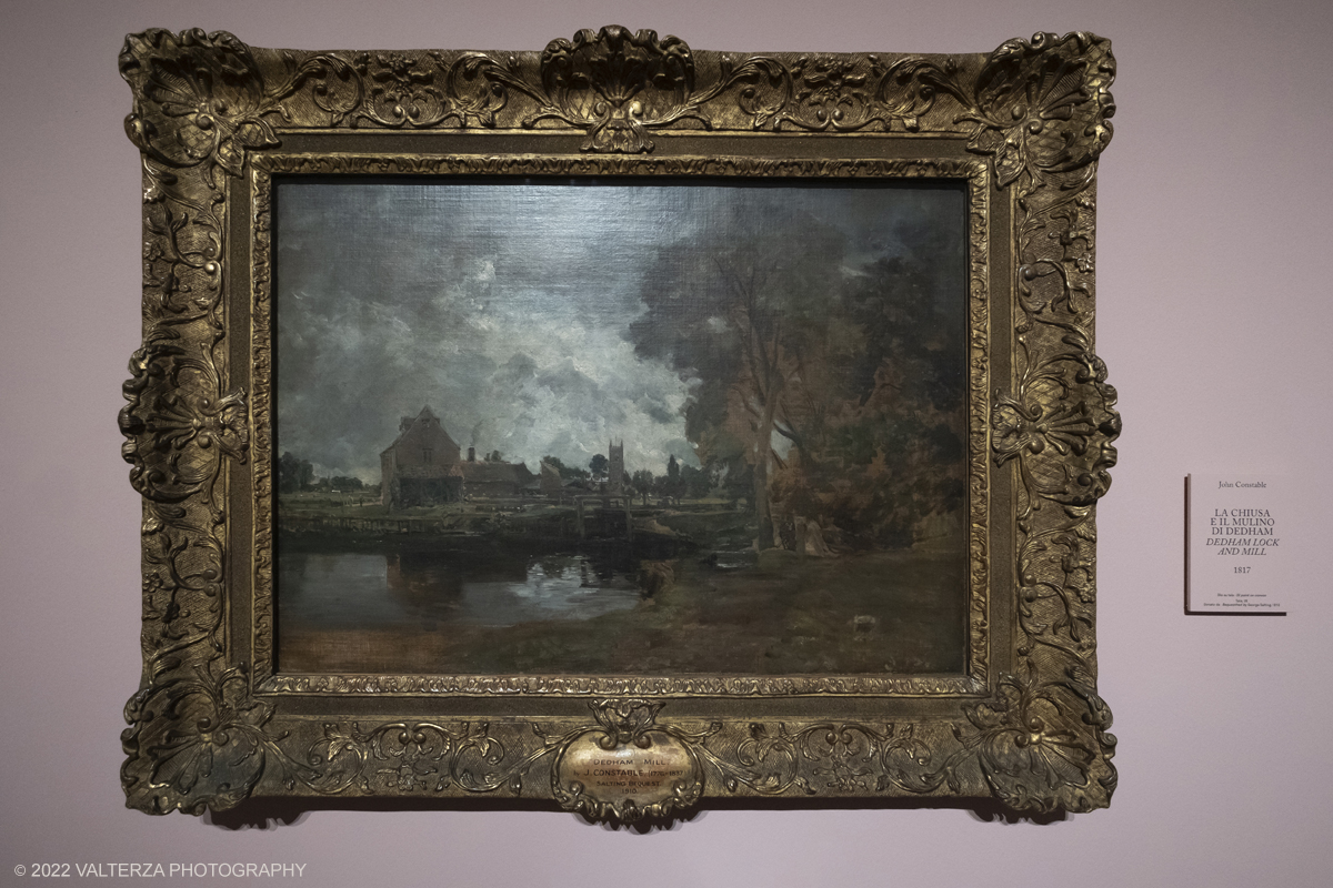 _DSF3962.jpg - 24/10/2022 .Torino. Per la prima volta in Italia una mostra dedicata al celebre artista John Constable: oltre cinquanta opere, provenienti dalla Tate UK, ripercorrono cronologicamente la vicenda artistica del pittore, tra i massimi esponenti della pittura romantica inglese. Nella foto John Constable, opera La chiusa ed il Mulino di Dedham, 1817