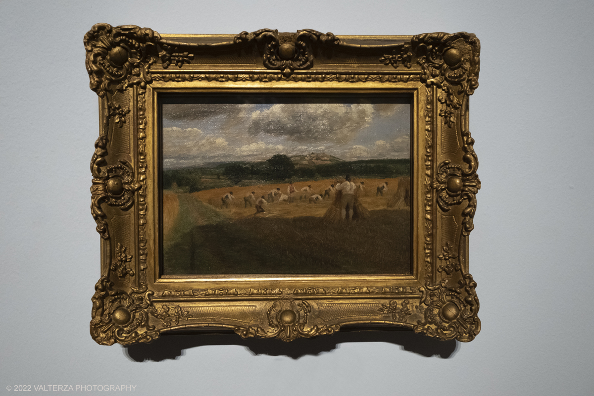 _DSF3972.jpg - 24/10/2022 .Torino. Per la prima volta in Italia una mostra dedicata al celebre artista John Constable: oltre cinquanta opere, provenienti dalla Tate UK, ripercorrono cronologicamente la vicenda artistica del pittore, tra i massimi esponenti della pittura romantica inglese. Nella foto opera George Robert Louis, Campo di mietitori, 1815 sala 3 dedicata ai pittori contemporanei