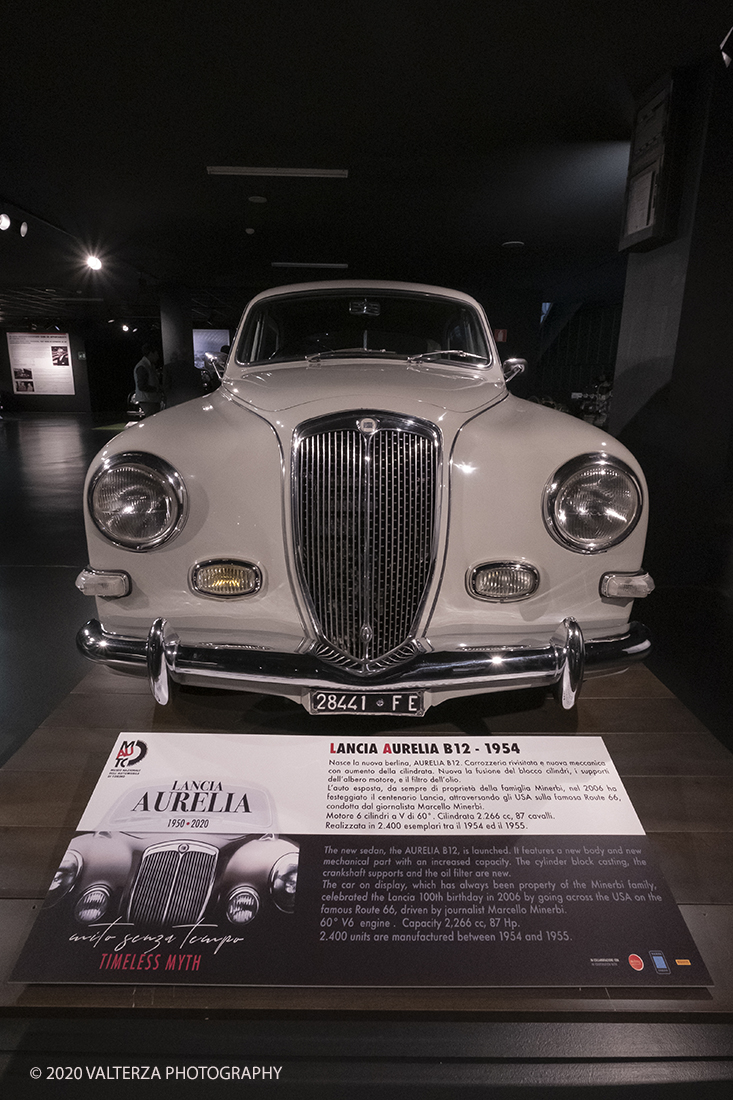 _DSF1322.jpg - 30/01/2020. Torino: Al Mauto una mostra dedicata ai 70 anni del mito torinese Lancia Aurelia.Il Museo Nazionale dellâ€™Automobile di Torino ha inaugurato la mostra "LANCIA AURELIA 1950 â€“ 2020. MITO SENZA TEMPO", uno straordinario percorso espositivo, che racconta, con il contributo di 18 esemplari dâ€™eccezione â€“ di serie e fuoriserie â€“ lâ€™evoluzione del modello presentato per la prima volta al pubblico proprio a Torino nel 1950.â€œ Nella foto Lancia Aurelia B12 1954