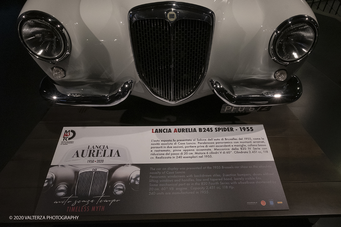 _DSF1399.jpg - 30/01/2020. Torino: Al Mauto una mostra dedicata ai 70 anni del mito torinese Lancia Aurelia.Il Museo Nazionale dellâ€™Automobile di Torino ha inaugurato la mostra "LANCIA AURELIA 1950 â€“ 2020. MITO SENZA TEMPO", uno straordinario percorso espositivo, che racconta, con il contributo di 18 esemplari dâ€™eccezione â€“ di serie e fuoriserie â€“ lâ€™evoluzione del modello presentato per la prima volta al pubblico proprio a Torino nel 1950.â€œ Nella foto Lancia Aurelia B24S Spider 1955