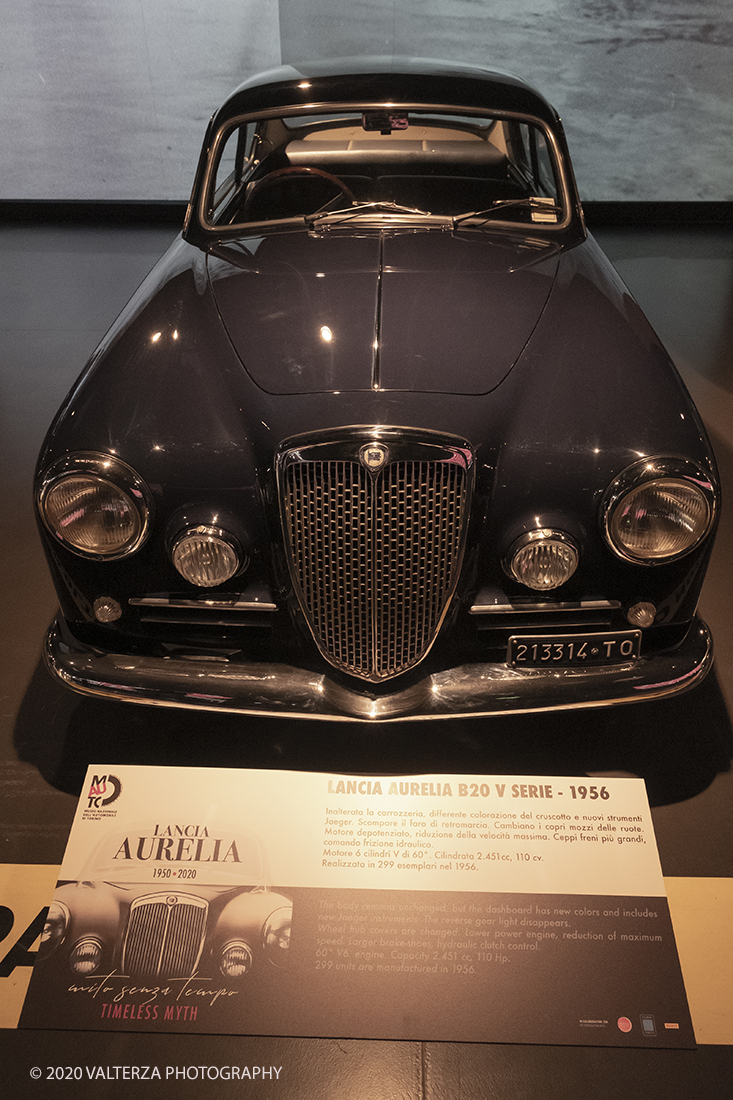 _DSF1508.jpg - 30/01/2020. Torino: Al Mauto una mostra dedicata ai 70 anni del mito torinese Lancia Aurelia.Il Museo Nazionale dellâ€™Automobile di Torino ha inaugurato la mostra "LANCIA AURELIA 1950 â€“ 2020. MITO SENZA TEMPO", uno straordinario percorso espositivo, che racconta, con il contributo di 18 esemplari dâ€™eccezione â€“ di serie e fuoriserie â€“ lâ€™evoluzione del modello presentato per la prima volta al pubblico proprio a Torino nel 1950.â€œ Nella foto