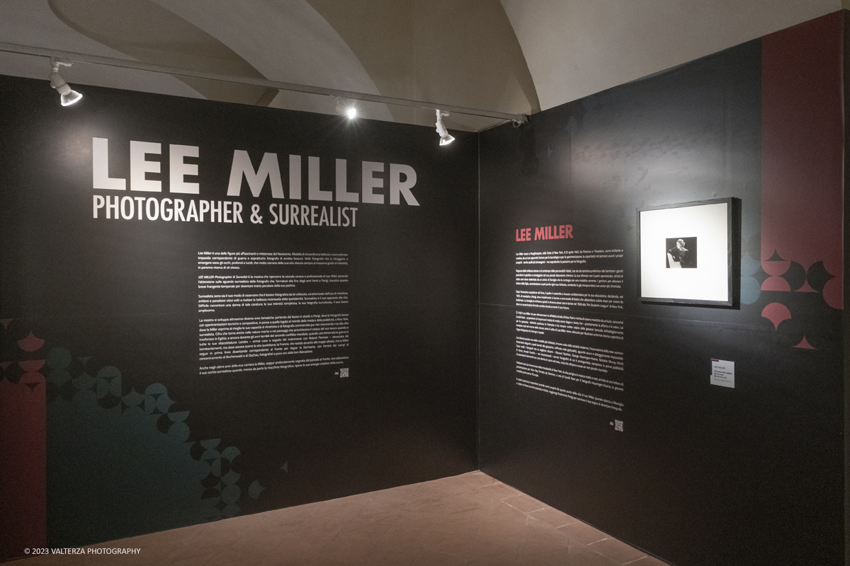 _DSF4298.jpg - 08/09/2023. Torino. La mostra ripercorre la vicenda umana e professionale di Lee Miller ponendo lâ€™attenzione sullo sguardo surrealista della fotografa. Nella foto l'area di ingresso alla mostra