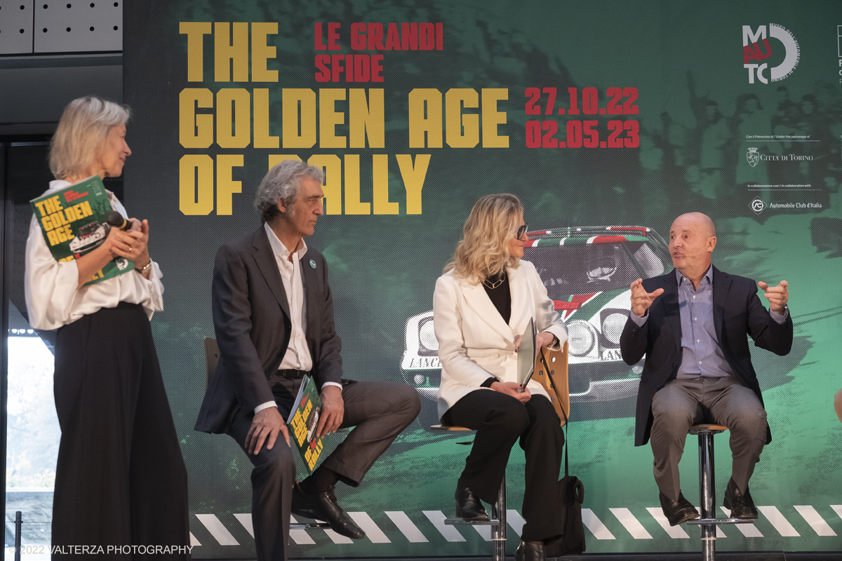 _DSF8751.jpg - 26/10/2022. Torino. Si Ã¨ inaugurata al Mauto The Golden Age Of Rally, viaggio nellâ€™epoca dâ€™oro di questa disciplina sportiva attraverso un'esposizione inedita nel panorama internazionale, che porta per la prima volta in mostra, dal 27 ottobre 2022 al 2 maggio 2023, una delle collezioni piÃ¹ importanti al mondo, quella della Fondazione Gino Macaluso per lâ€™Auto Storica. Nella foto un momento della presentazione della esposizione con Mariella Mengozzi  Direttore del Museo Nazionale dell'Automobile di Torino (MAUTO), Benedetto Camerana, presidente del Museo dell'Automobile di Torino, Maria Mailander Macaluso Presidente della fondazione omonima,  Miki Biasion due volte campione del mondo Rally, Stefano Macaluso curatore della mostra