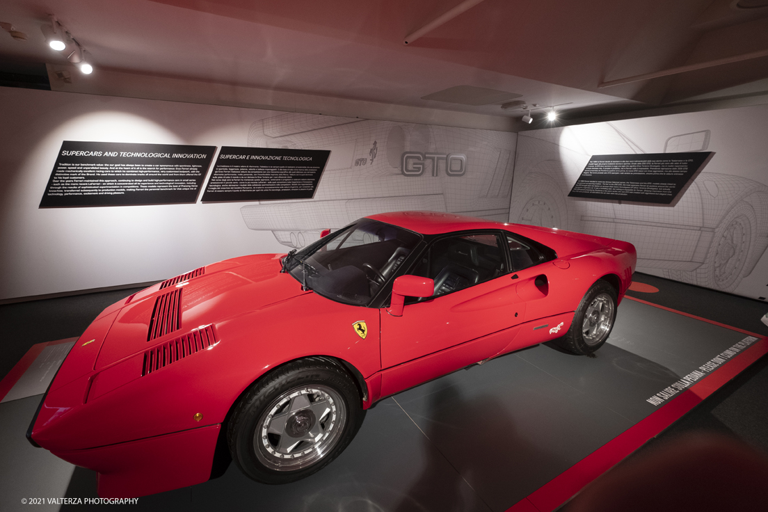 _DSF1076.jpg - 05/01/2022. Maranello. il Museo Ferrari di Maranello con il nuovo settore â€œGT 2021, a memorable yearâ€� che celebra lâ€™anno piÃ¹ vincente della storia di Ferrari nelle competizioni GT. Nella foto il settore dedicato alle Supercars con il modello GTO  del 1984