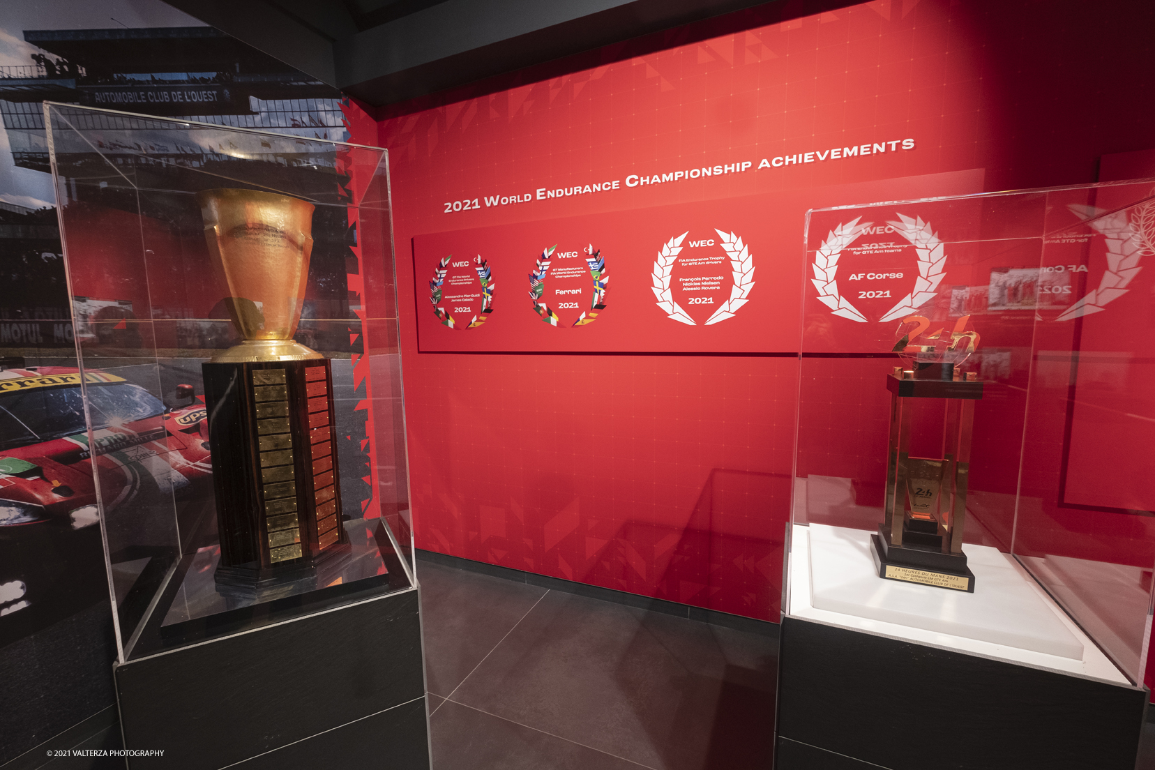 _DSF1291.jpg - 05/01/2022. Maranello. il Museo Ferrari di Maranello con il nuovo settore â€œGT 2021, a memorable yearâ€� che celebra lâ€™anno piÃ¹ vincente della storia di Ferrari nelle competizioni GT. Nella foto parte dell'allestimento della nuova mostra â€œGT 2021, a memorable yearâ€�