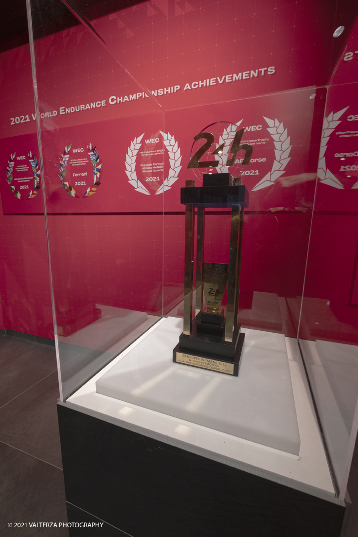 _DSF1316.jpg - 05/01/2022. Maranello. il Museo Ferrari di Maranello con il nuovo settore â€œGT 2021, a memorable yearâ€� che celebra lâ€™anno piÃ¹ vincente della storia di Ferrari nelle competizioni GT. Nella foto parte dell'allestimento della nuova mostra â€œGT 2021, a memorable yearâ€�