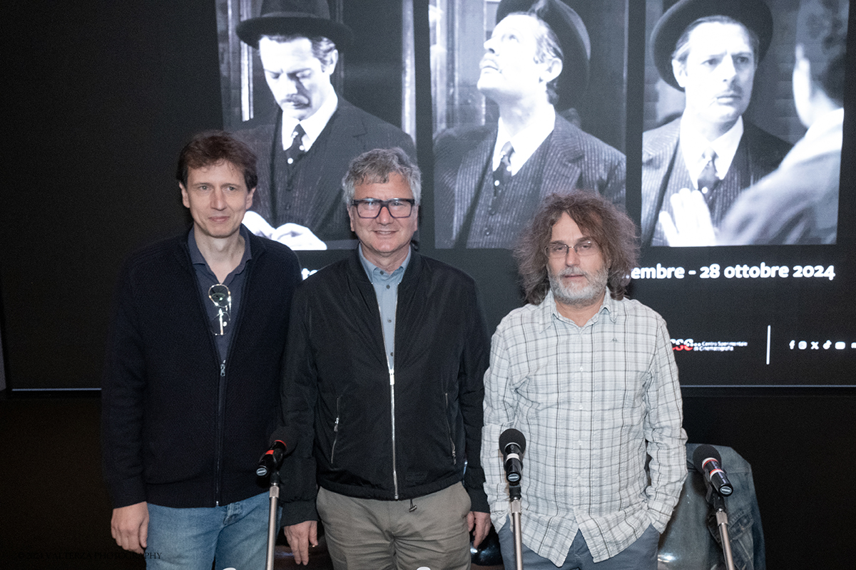 _DSF3920.jpg - 20/09/2024. Torino. A cento anni dalla sua nascita, il Museo Nazionale del Cinema di Torino e Distretto Cinema rendono omaggio a Marcello Mastroianni, uno dei volti del cinema italiano piÃ¹ conosciuti a livello internazionale. Nella foto i relatori della presentazione della mostra Fulvio Paganin presidente di Distretto Cinema, Domenico De Gaetano Direttore Museo Nazionale del Cinema, Alessandro Gaido Presidente dell'Associazione Piemonte Movie