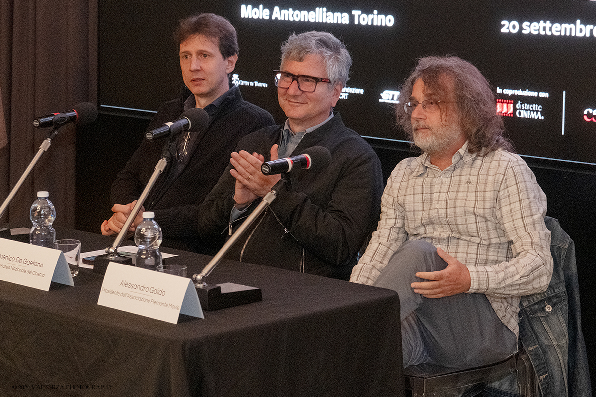 _DSF3959.jpg - 20/09/2024. Torino. A cento anni dalla sua nascita, il Museo Nazionale del Cinema di Torino e Distretto Cinema rendono omaggio a Marcello Mastroianni, uno dei volti del cinema italiano piÃ¹ conosciuti a livello internazionale. Nella foto i relatori della presentazione della mostra Fulvio Paganin presidente di Distretto Cinema, Domenico De Gaetano Direttore Museo Nazionale del Cinema, Alessandro Gaido Presidente dell'Associazione Piemonte Movie