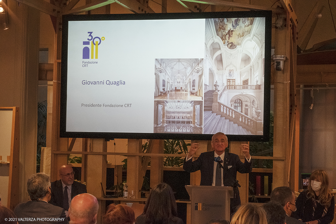 _DSF1111.jpg - 08/10/2021. Torino. La grande bellezza del secentesco Palazzo Perrone di San Martino, considerato dagli studiosi un unicum nel panorama dellâ€™architettura e delle arti figurative della cittÃ , si svela al pubblico grazie a un libro . Nella foto un momento della presentazione del libro con l'intervento di Giovanni Quaglia Presidente della fondazione