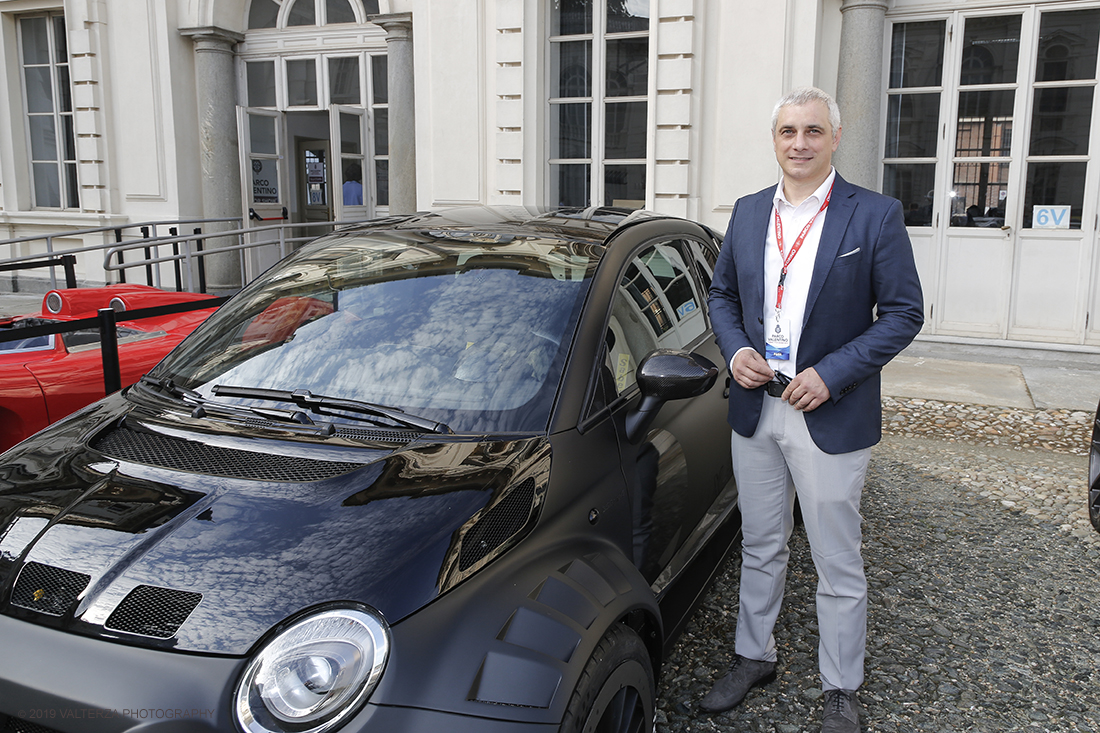 _X9B6856.jpg - 19/06/2019. Torino, apertura al Parco del Valentino dell'edizione record del Motor Show con la partecipazione di 54 brand e numerosi eventi dedicati al mondo dell'auto nell'arco di 5 giorni. Nella foto Omar Ruzza della Ruzza Torino relizzatore di uno degli eventi dedicati alla 500, qui con la nuova la nuova  Giannini 350GP4 by Gram Torino Engineering