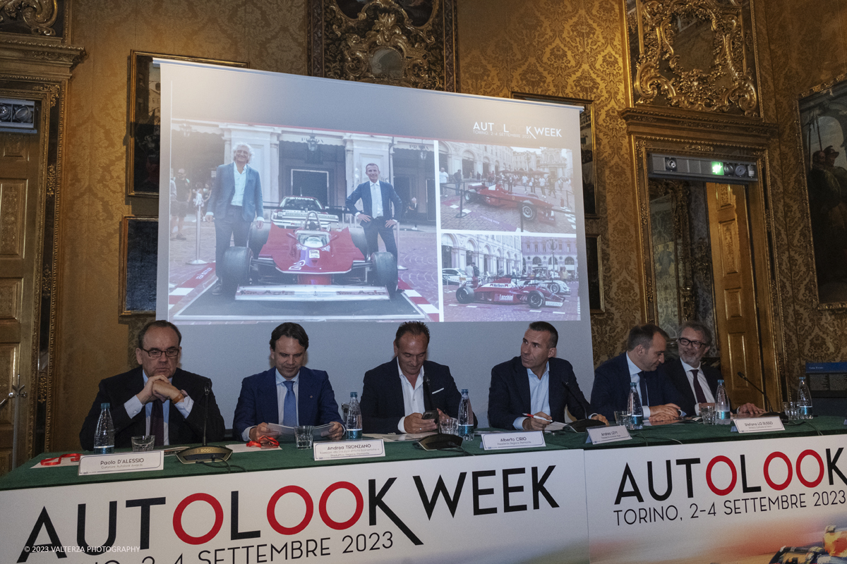 _DSF7633.jpg - 13/07/2023. Torino. Presentata l'edizione Otlook Week 2023 dal 2 al 4 settembre 2023 a Torino il meglio delle auto e delle moto che hanno fatto la storia delle corse. Nella foto un momento della conferenza stampa