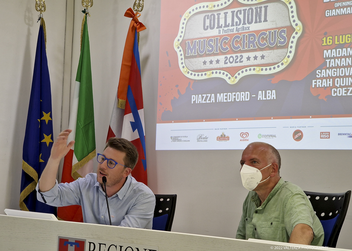 20220614_133916.jpg - 14/06/2022. Torino. Il Collisioni 2022 Ã¨ un festival di musica e letteratura che si svolge in estate in Piemonte. Un festival agrirock con grandi artisti italiani e internazionali. Nella foto l'intervento in conferenza stampa di Matteo Torchio