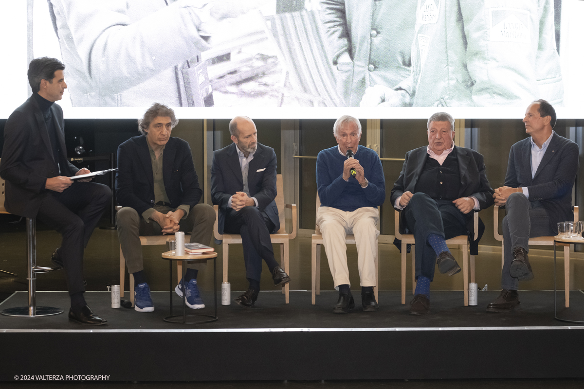 _DSF1338.jpg - Turin, Italy. 7th December, 2024.  Riccardo Ronchi, Benedettp Camerana, Luca Napolitano, Cesare Fiorio, Franco Liistro and Cristiano Fiorio, attend the presentation of Cristiano Fiorio's book  â€œCesare Fiorio Stratosfericoâ€� at the National Automobile Museum in Turin