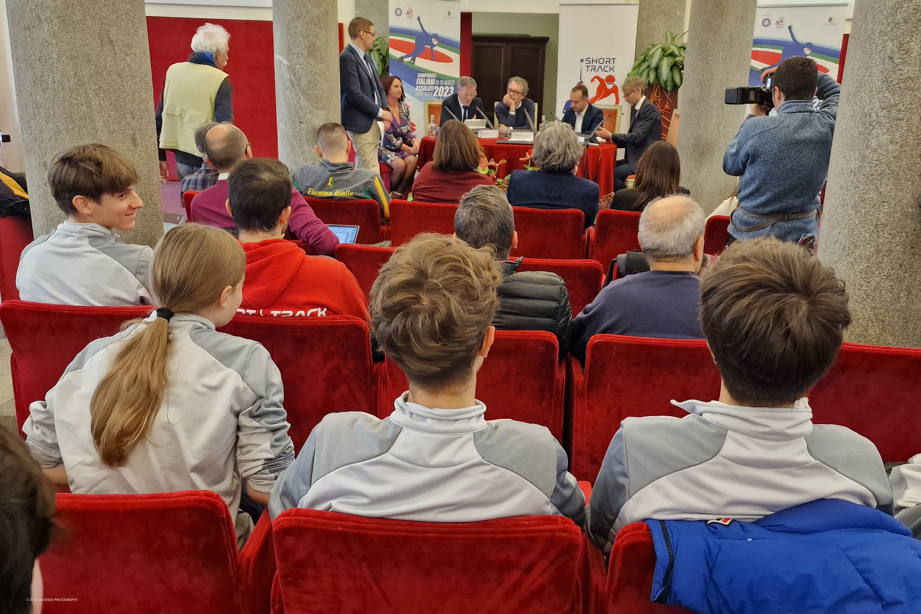 20230314_152456.jpg - 14/03/2023.Torino. Short Track, presentati a Torino i Campionati Italiani Assoluti 2023.La rassegna tricolore assegnerÃ  i titoli senior sia al maschile che al femminile. Nella foto un momento della conferenza stampa