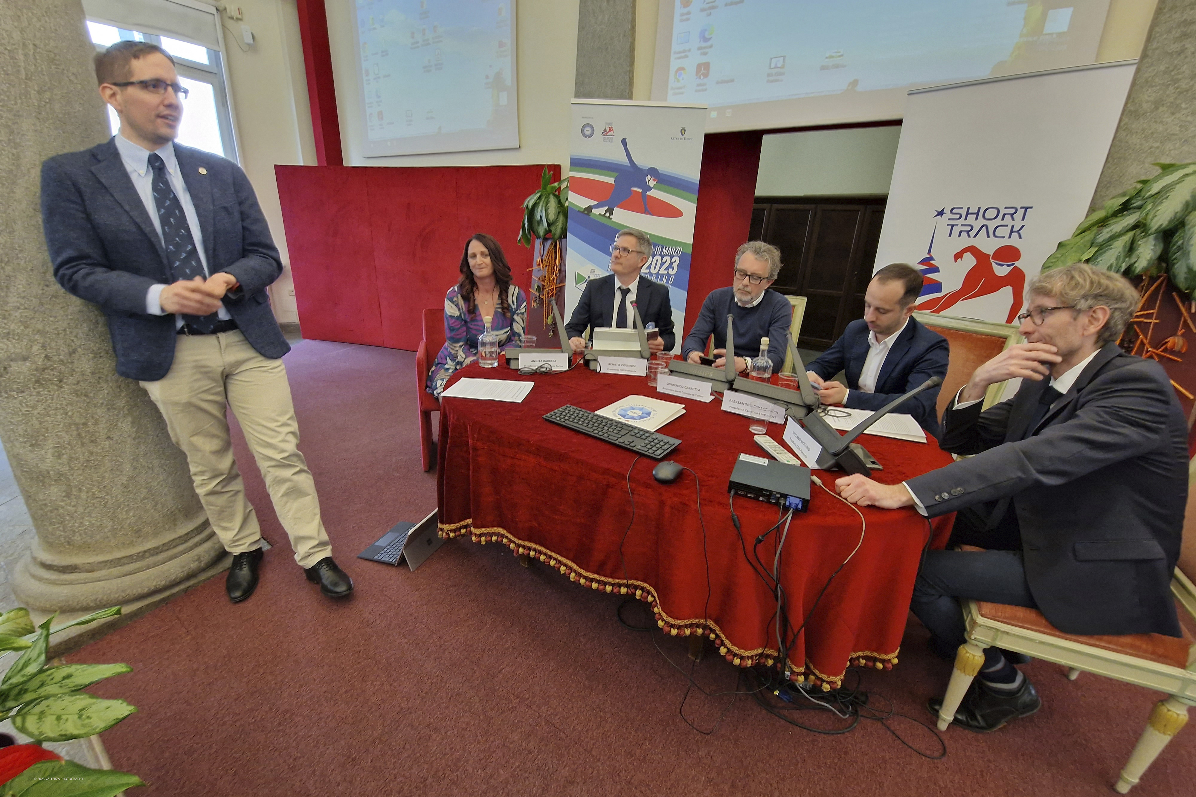 20230314_152810.jpg - 14/03/2023.Torino. Short Track, presentati a Torino i Campionati Italiani Assoluti 2023.La rassegna tricolore assegnerÃ  i titoli senior sia al maschile che al femminile. Nella foto un momento della conferenza stampa