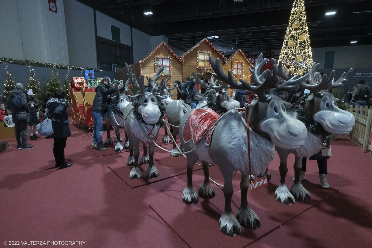 _DSF0938.jpg - 08/12/2022. Torino. Per questo Natale a Torino câ€™Ã¨ un nuovo grande evento: To Wonderland, ovvero il Fantastico Mondo del Natale che per il primo anno trova sede negli spazi indoor del padiglione 1 del Lingotto Fiere  dallâ€™8 dicembre 2022 allâ€™8 gennaio 2023. Nella foto le renne destinate a trasportare i doni nell'area della casa di Babbo Natale