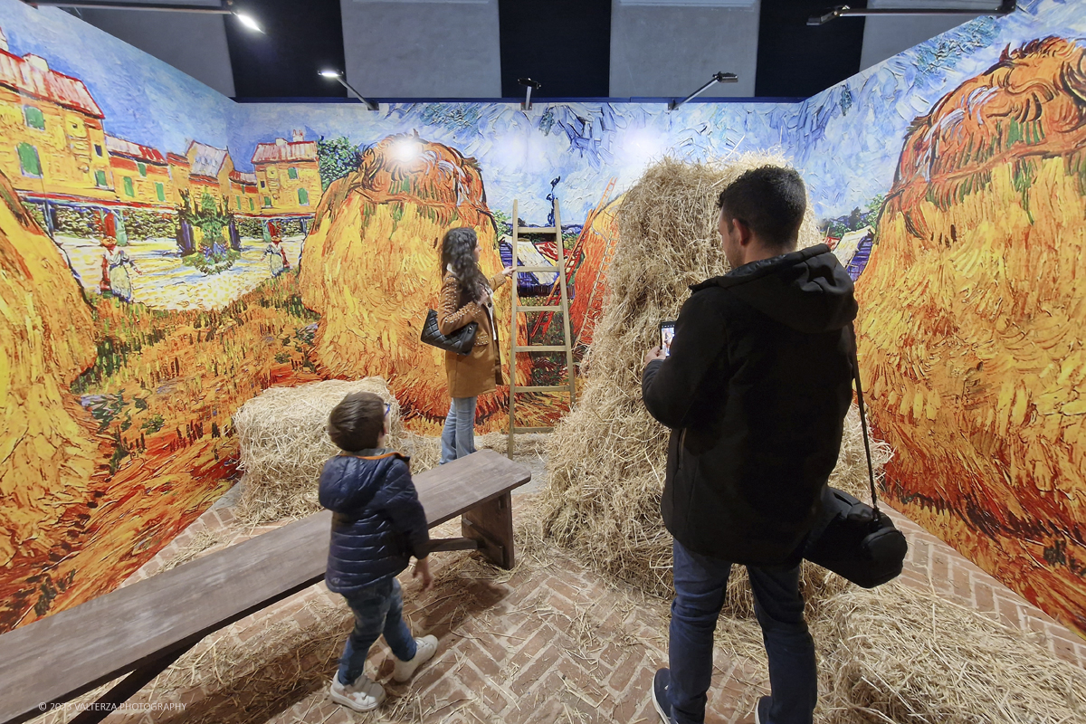 20230317_195450.jpg - 17/03/2023. Torino. Arriva a Torino VanGogh experience,  la mostra multimediale che abbraccia il visitatore in una nuova esperienza multisensoriale. Nella foto ricostruzione del campo di grano