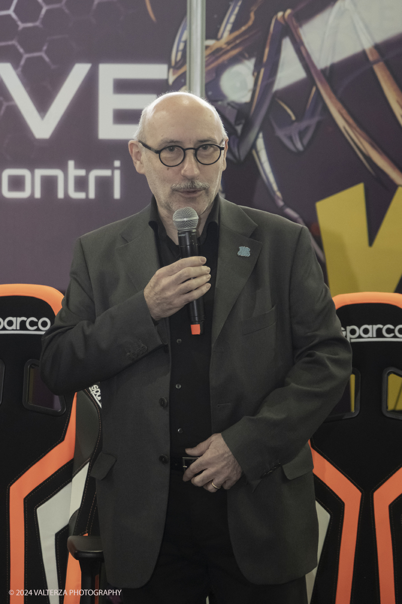 _DSF2139.jpg - Turin , Italy. 24th December,2024. Vittorio Pavesio author and patron of Torino Comics attend the Opening of XMASCOMICS 2024 and present the event poster